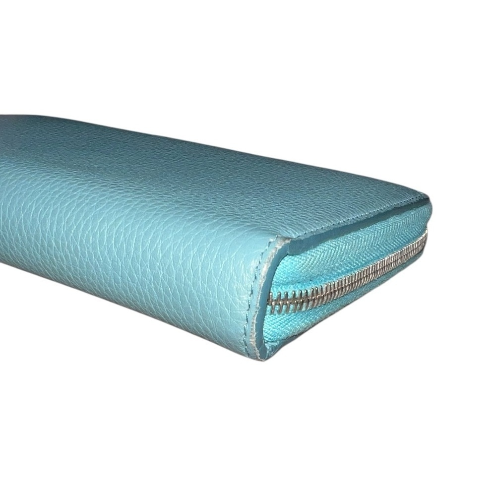 EUC Celine Large Zipped Multifunction Long Wallet Blue Leather Silver Hardware - Picture 7 of 15